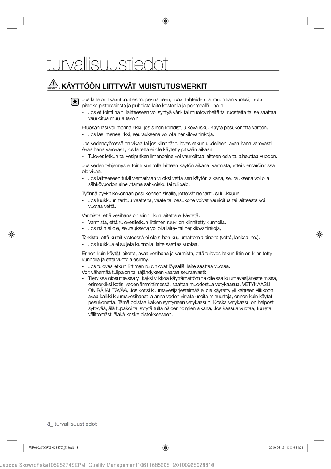 Samsung WF0602NXWG/XEE, WF0500NXWG/XEE manual 