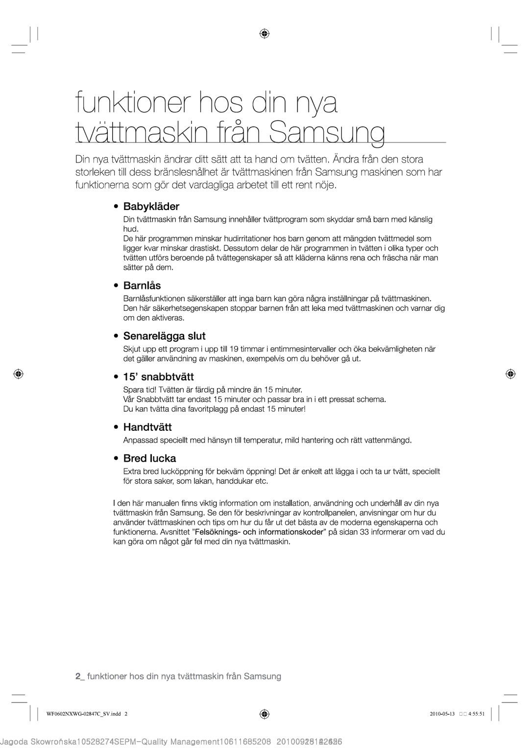 Samsung WF0602NXWG/XEE, WF0500NXWG/XEE manual 