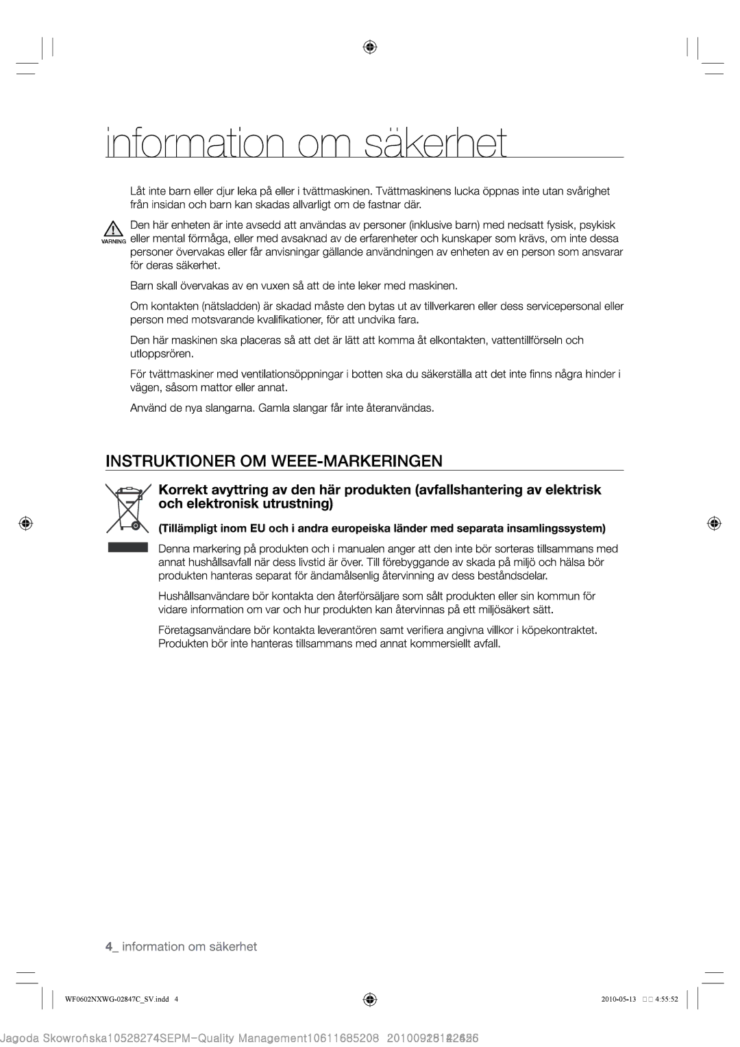 Samsung WF0602NXWG/XEE, WF0500NXWG/XEE manual 