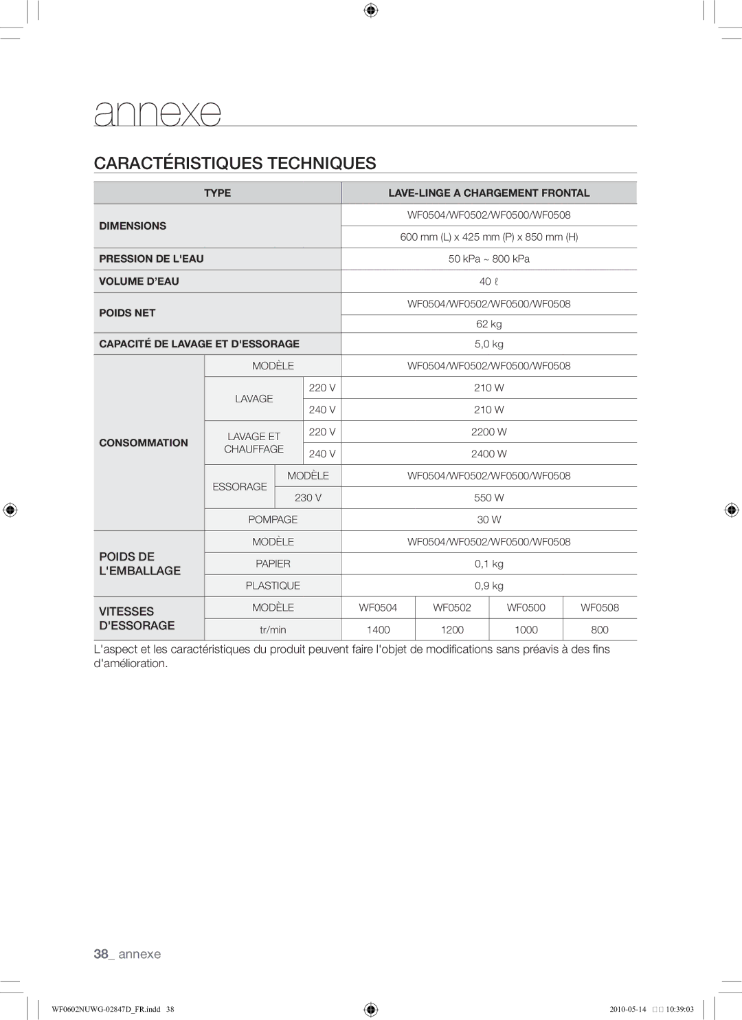 Samsung WF0602NUWG/XEF manual 40 ℓ 