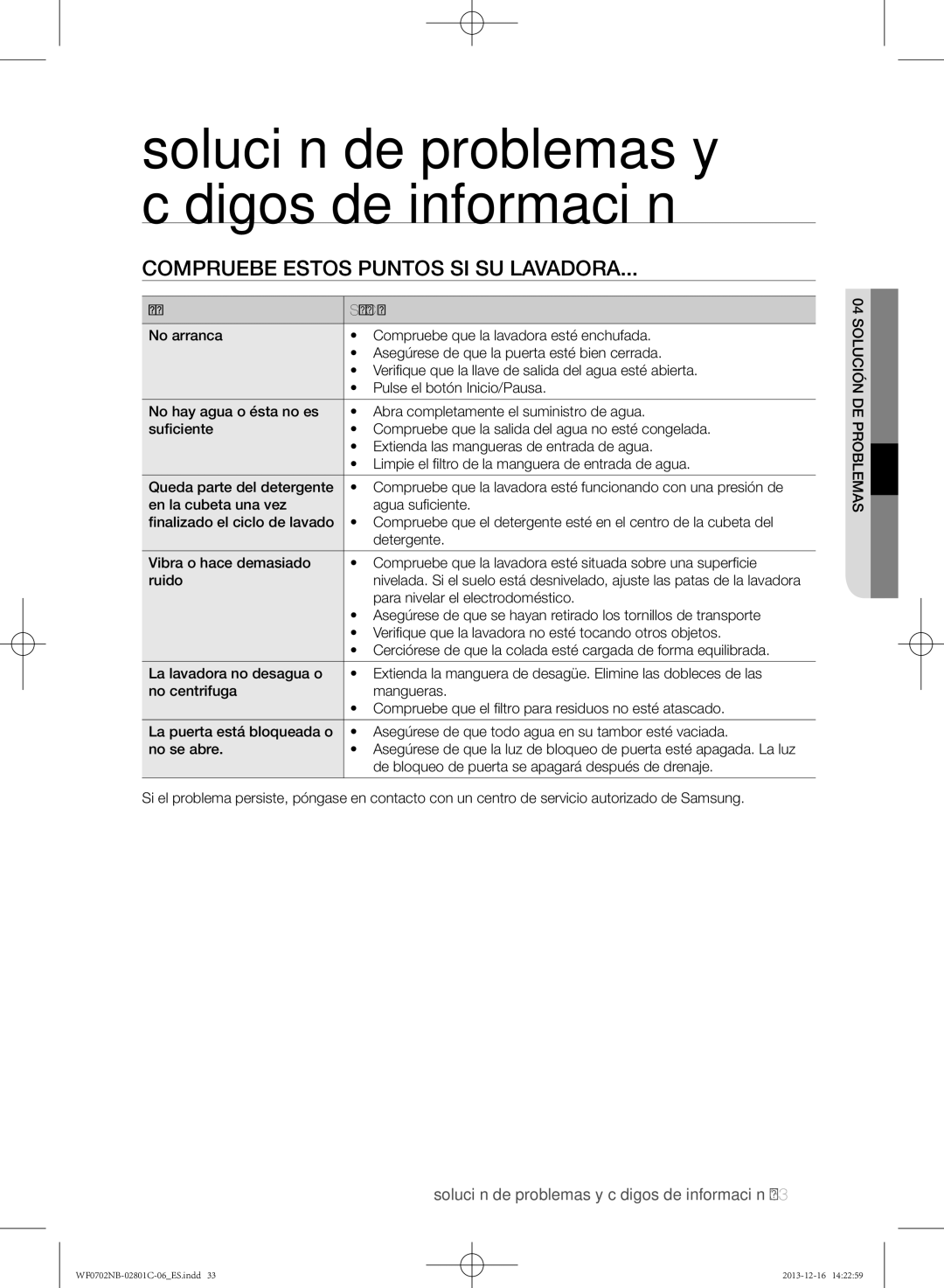 Samsung WF0700NCW/XEP, WF0702NCW/XEC, WF0700NCW/XEC Compruebe estos puntos si su lavadora, Para nivelar el electrodoméstico 