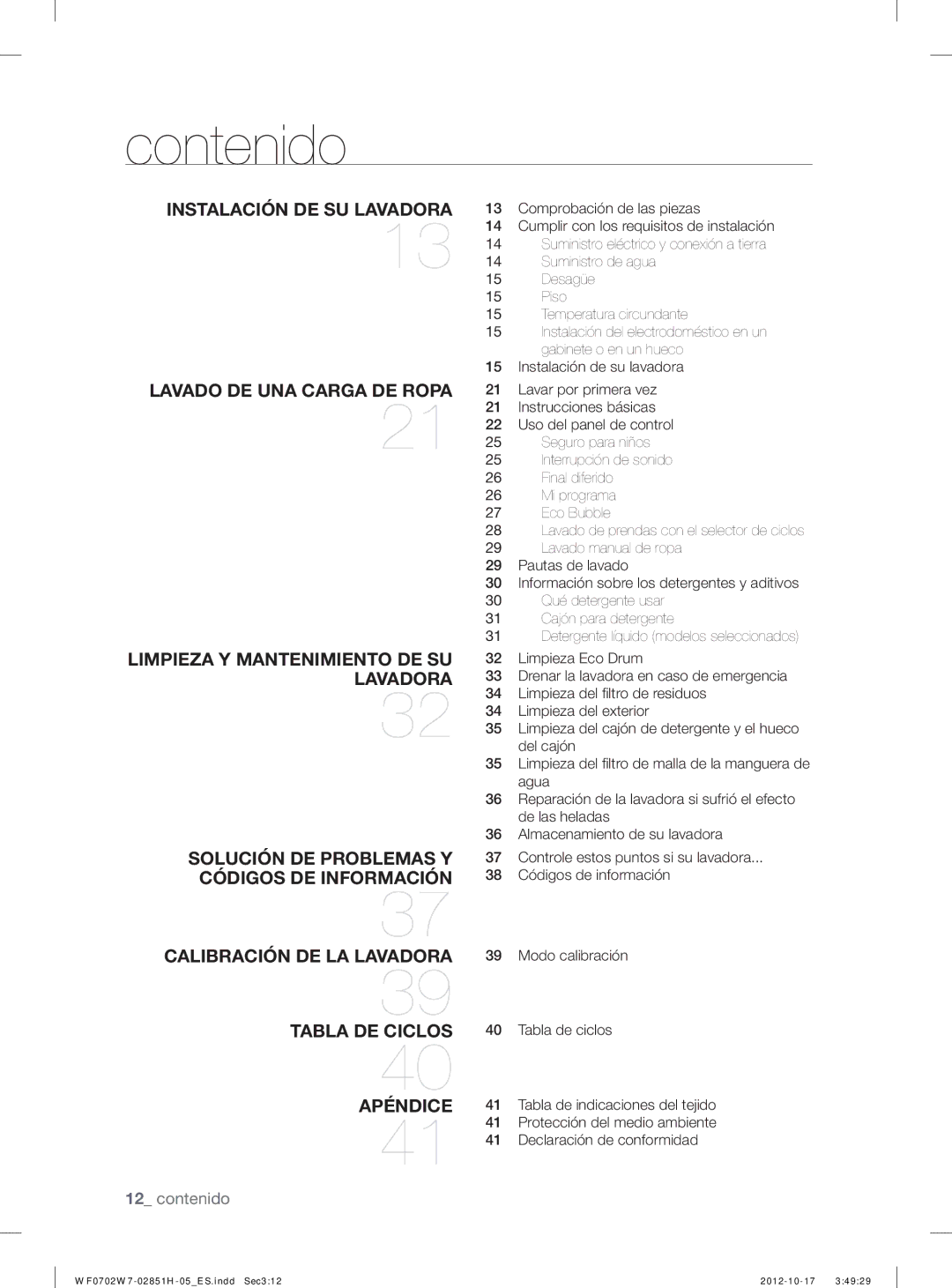 Samsung WF0702W7W1/XEC manual Contenido 