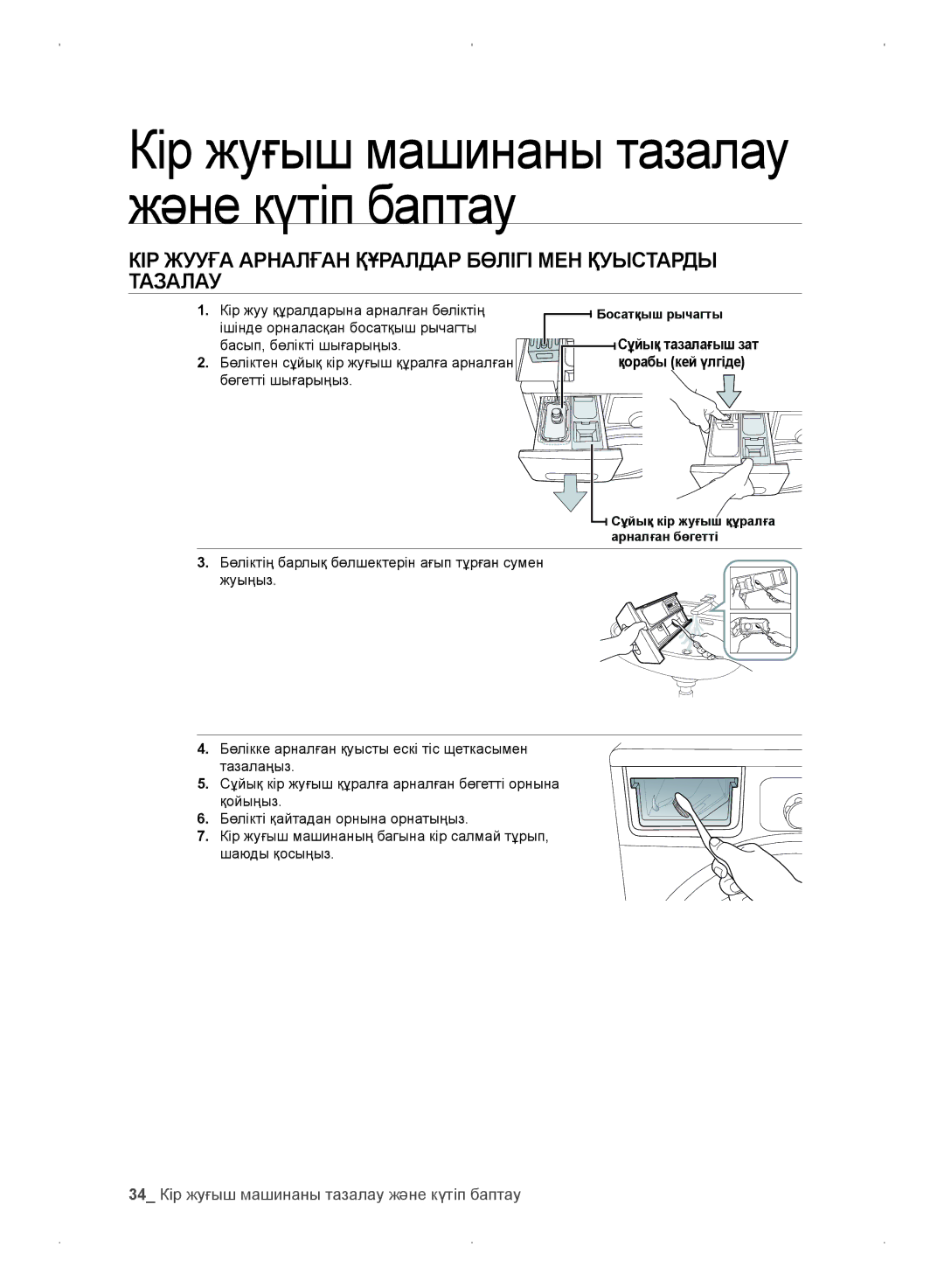 Samsung WF0702WKVDYLP, WF0702WKEDYLP, WF0702WKV/YLP, WF0702WKE/YLP КІР Жууға Арналған Құралдар Бөлігі МЕН Қуыстарды Тазалау 