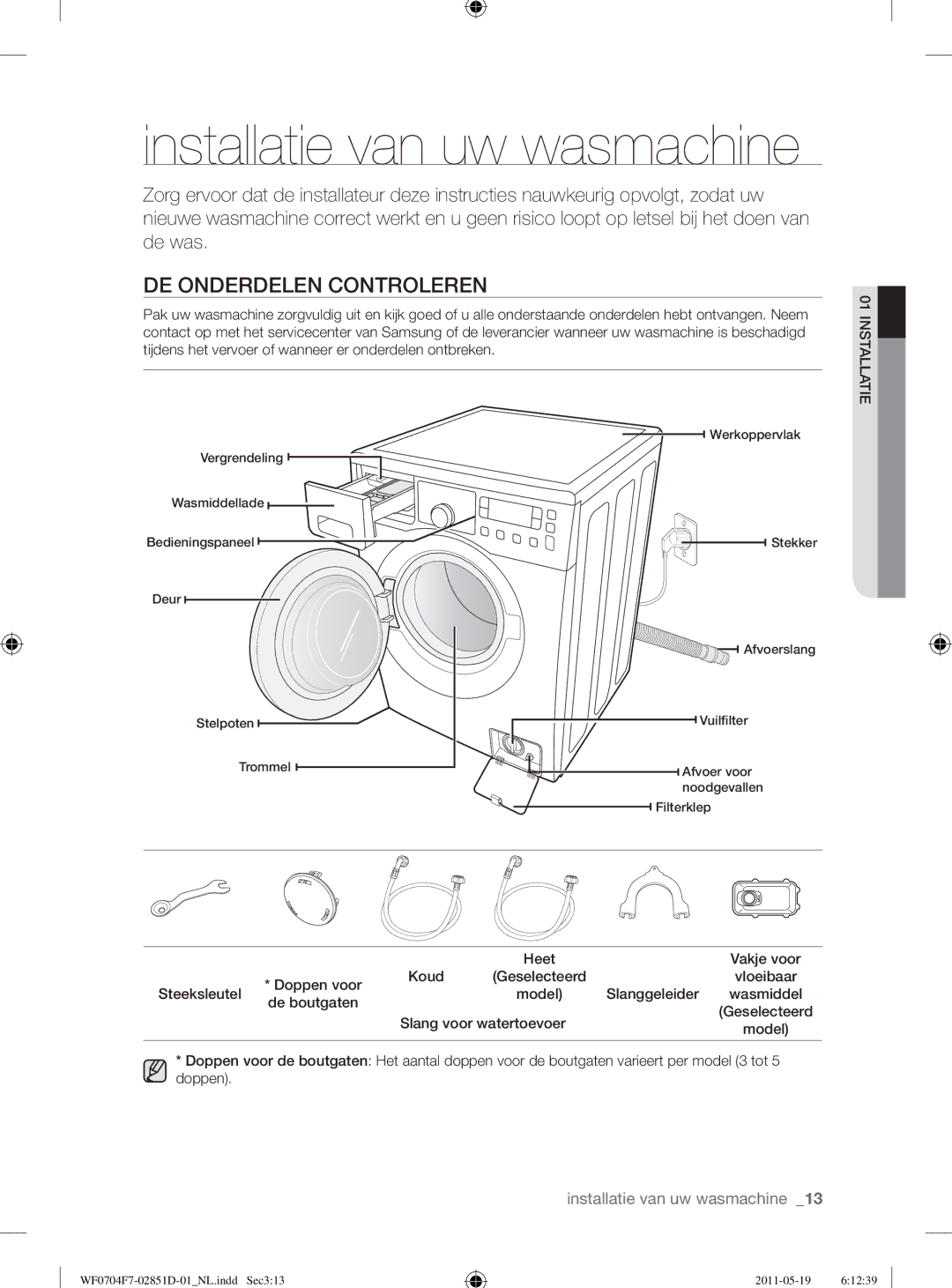 Samsung WF0704W7V/YLE, WF0704W7V1/YLE, WF0704Y8E/XEE manual DE Onderdelen Controleren 