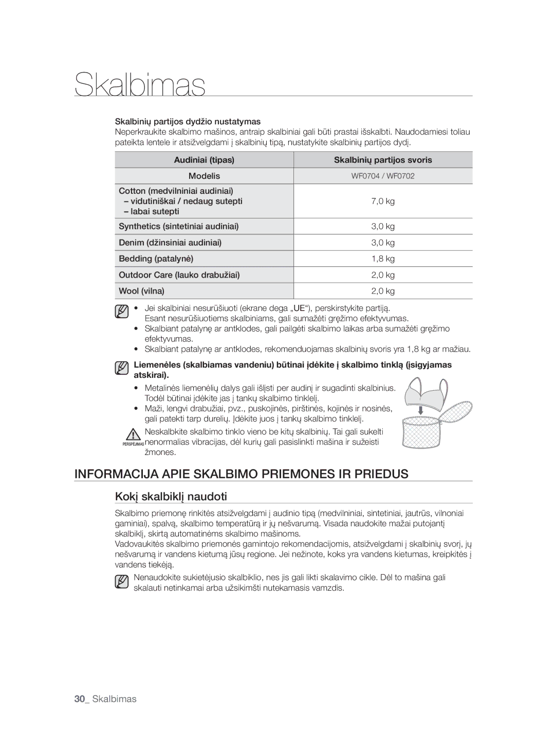 Samsung WF0704W7V1/YLE manual Informacija Apie Skalbimo Priemones IR Priedus, Kokį skalbiklį naudoti, Modelis, Žmones 