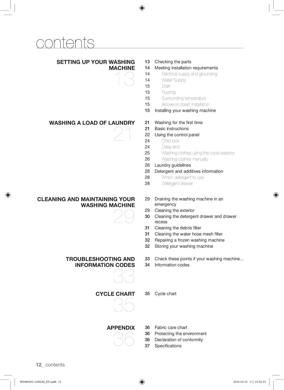 Samsung WF0800NCE/YKJ manual Contents 