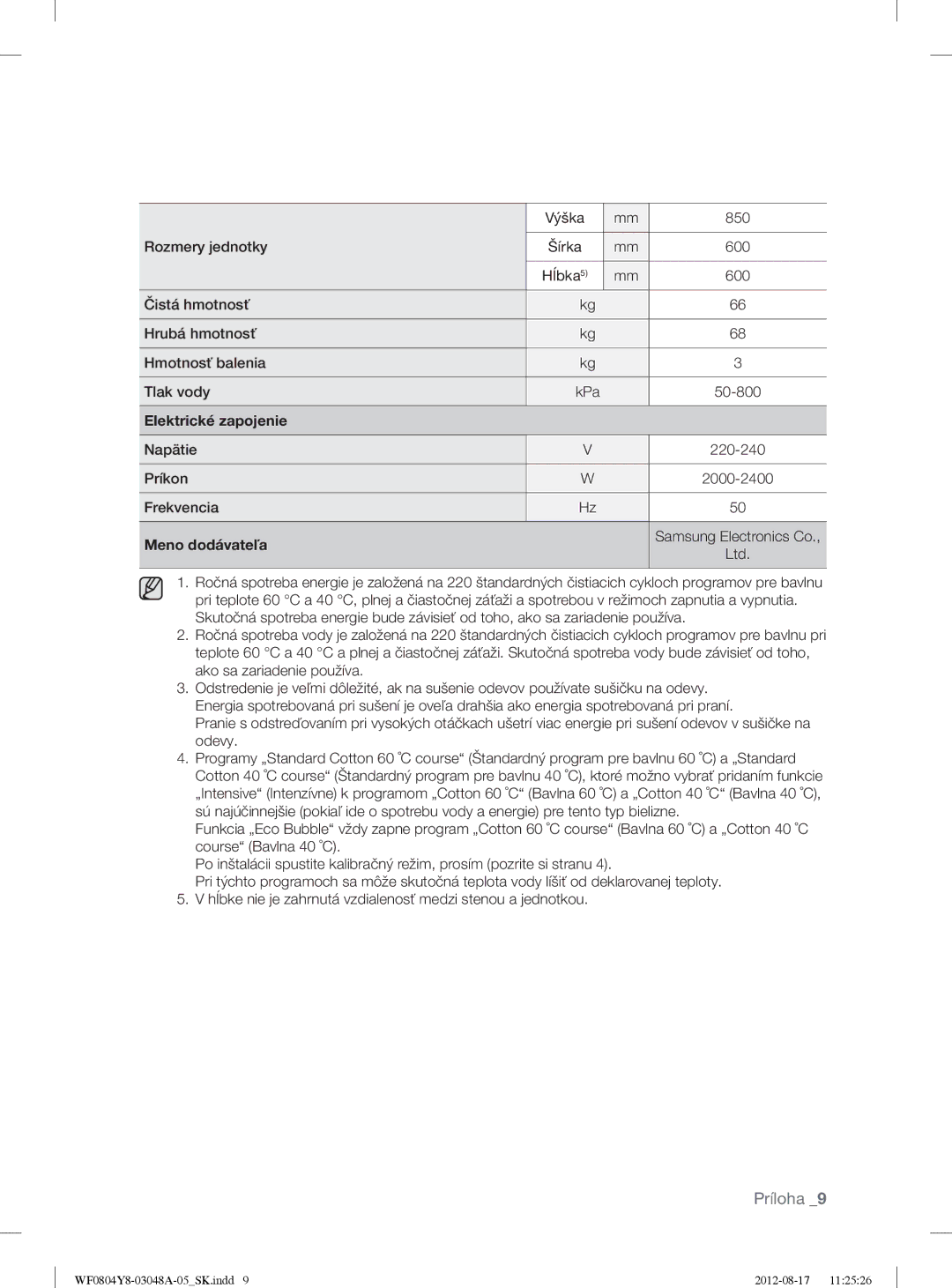 Samsung WF0804Y8E1/YLE, WF0804Y8E/YLE manual Príloha 