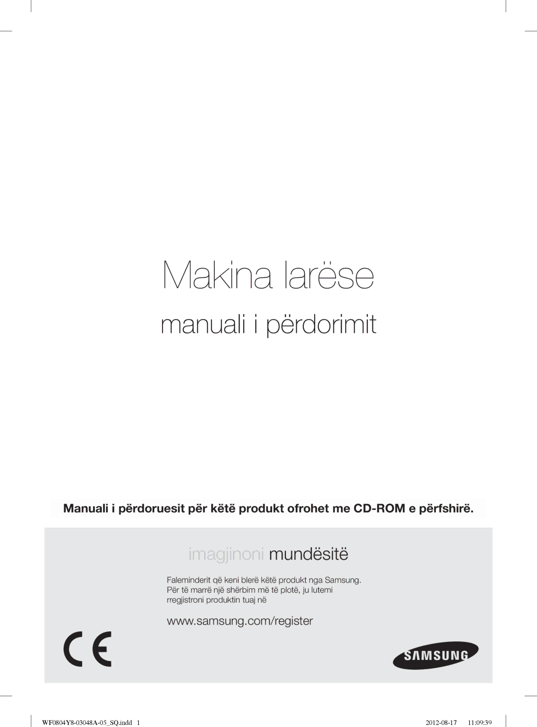 Samsung WF0804Y8E1/YLE, WF0804Y8E/YLE manual Makina larëse, Manuali i përdorimit 