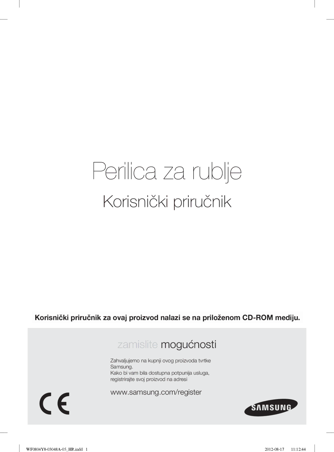 Samsung WF0804Y8E1/YLE, WF0804Y8E/YLE manual Perilica za rublje, Korisnički priručnik 