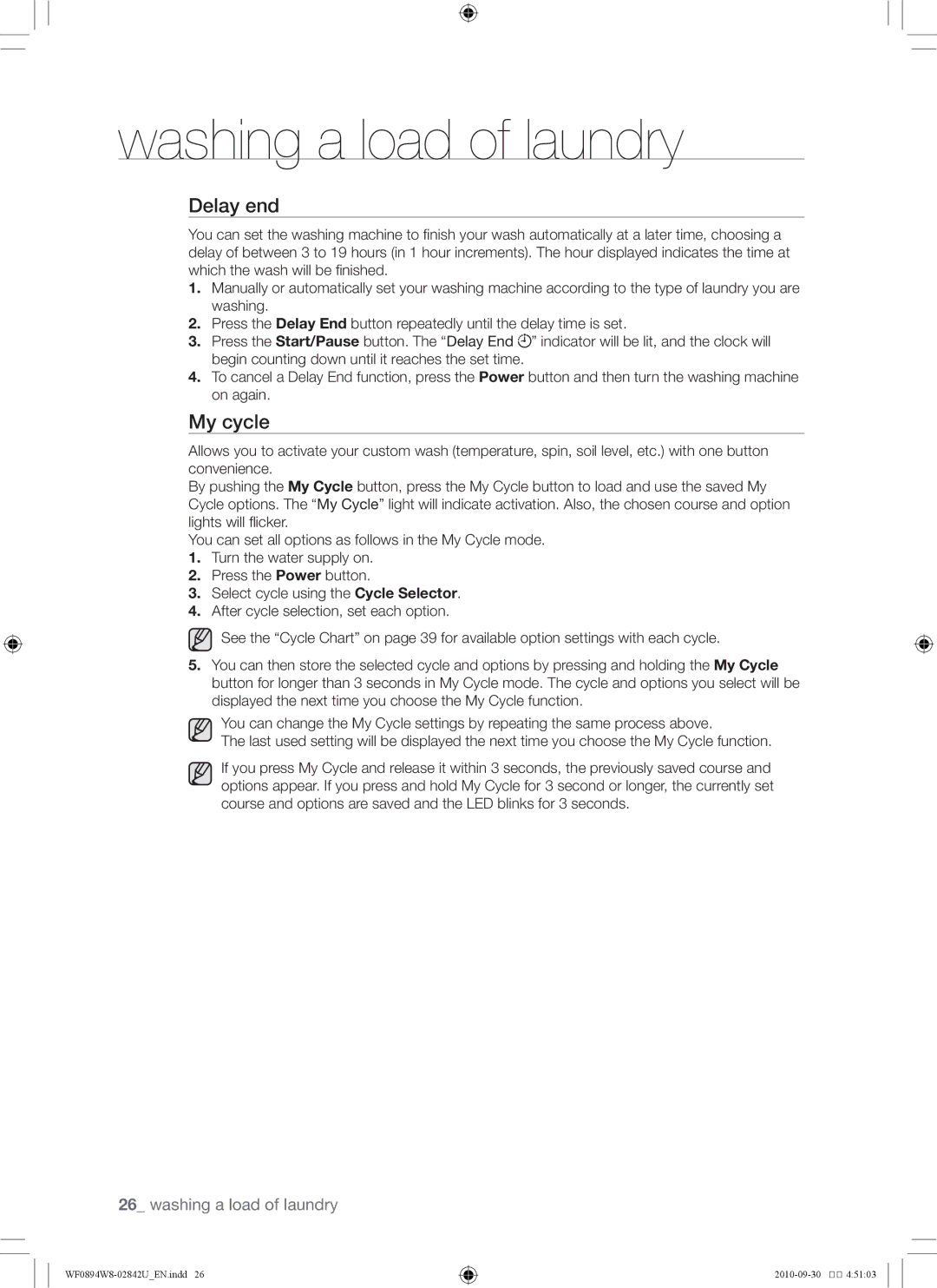 Samsung WF0894W8E/XSV, WF0894W8E1/XSV manual Delay end, My cycle 