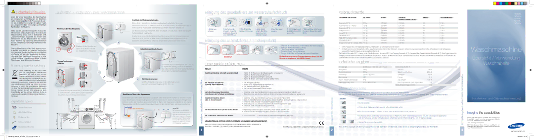 Samsung WF10734Y8E/XEG, WF10724Y8E/XEG, WF10794Y8E/XEG, WF10724Y8E1XEG, WF10784Y8E/XEG manual Sicherheitshinweise 