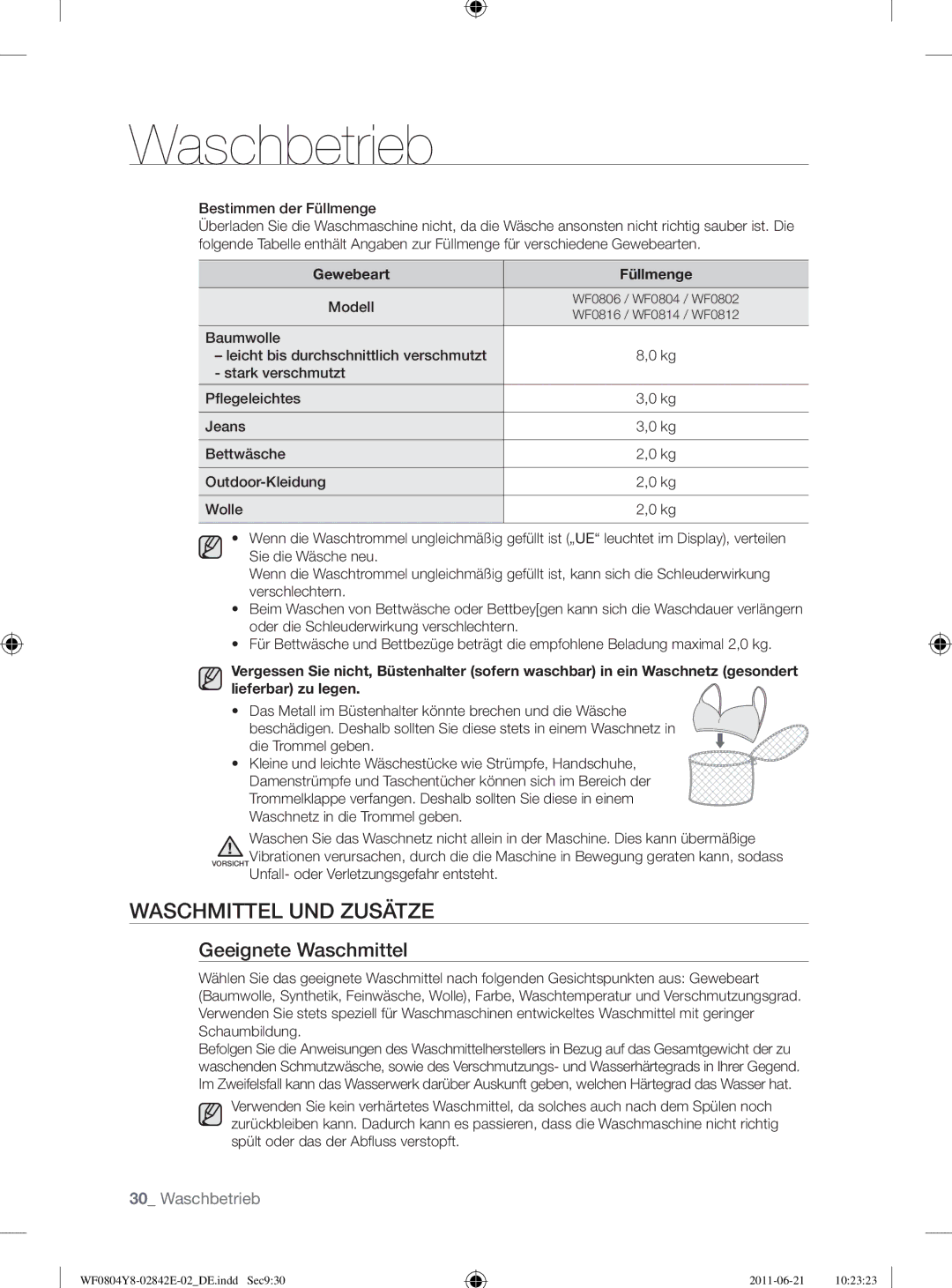 Samsung WF10824Z8V/XEG manual Waschmittel UND Zusätze, Geeignete Waschmittel, Bestimmen der Füllmenge, Baumwolle 