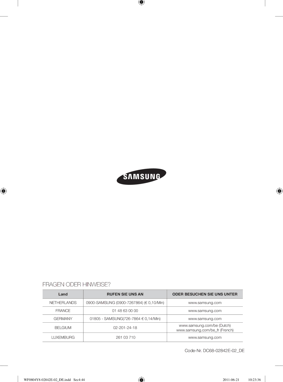 Samsung WF10824Z8V/XEG manual Fragen Oder HINWEISE? 