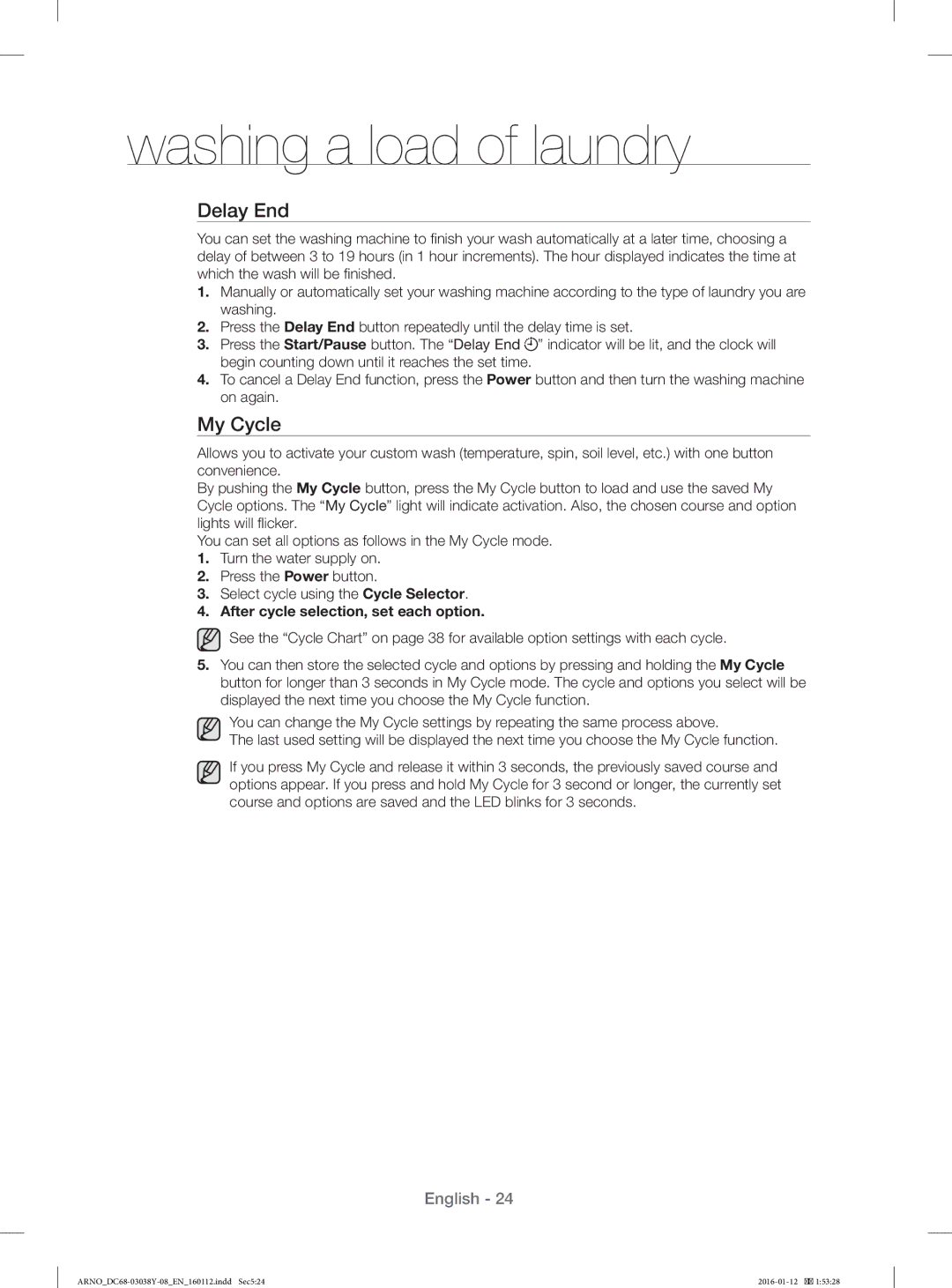 Samsung WF1104XAU/YL manual Delay End, My Cycle, After cycle selection, set each option 