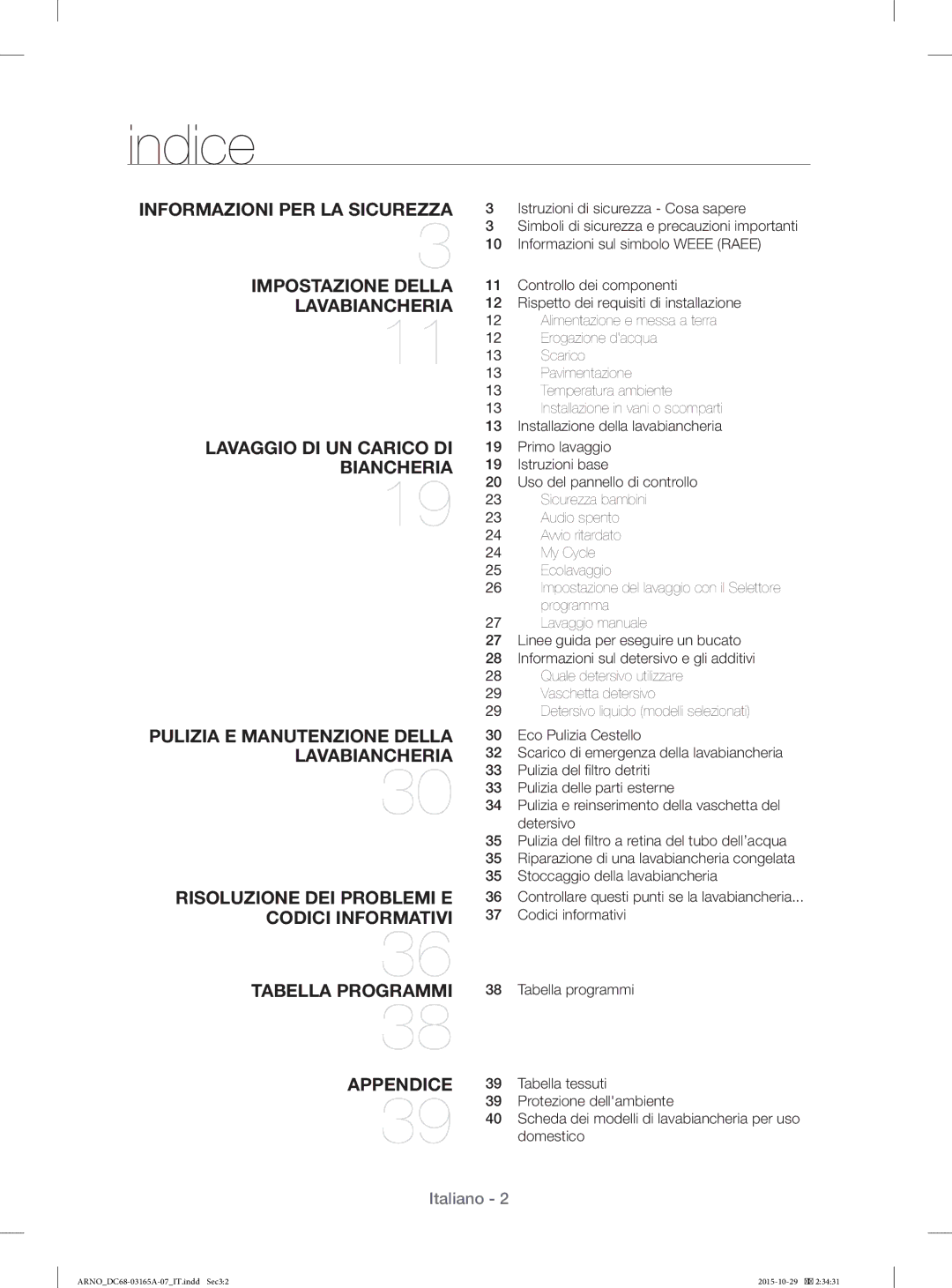 Samsung WF1114ZBD/XET manual Indice 