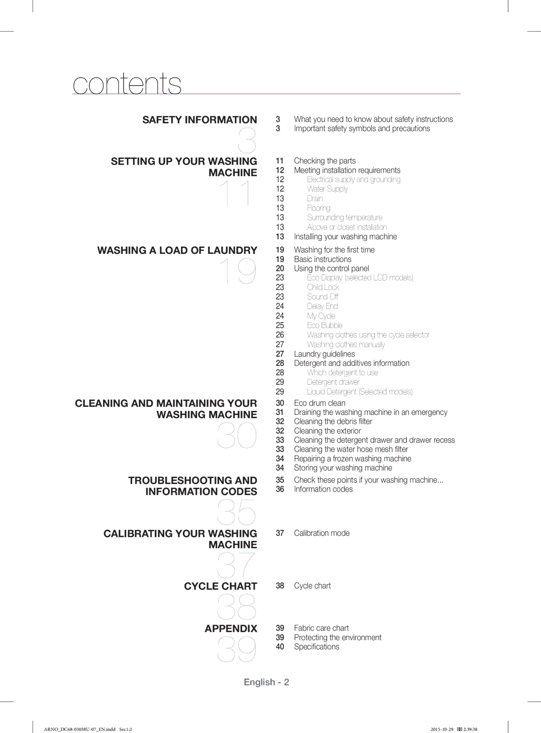 Samsung WF1124XBC/XSV manual Contents 