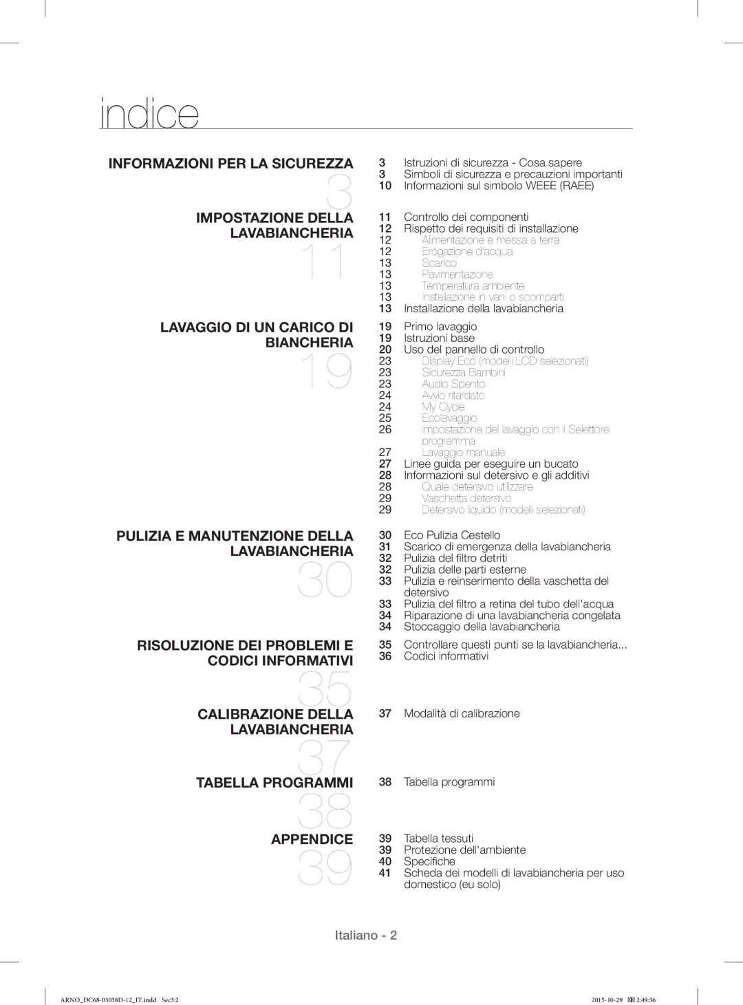 Samsung WF1124ZAC/XEN, WF1124ZAC/XET manual Indice 