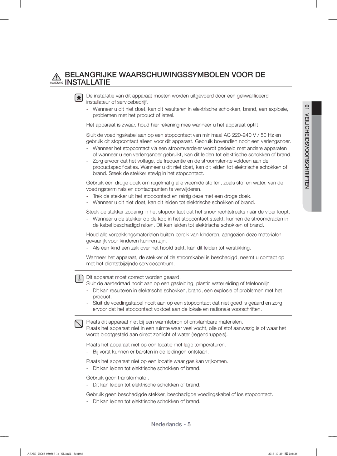 Samsung WF1124ZAC/XEN manual Belangrĳke Waarschuwingssymbolen Voor DE 