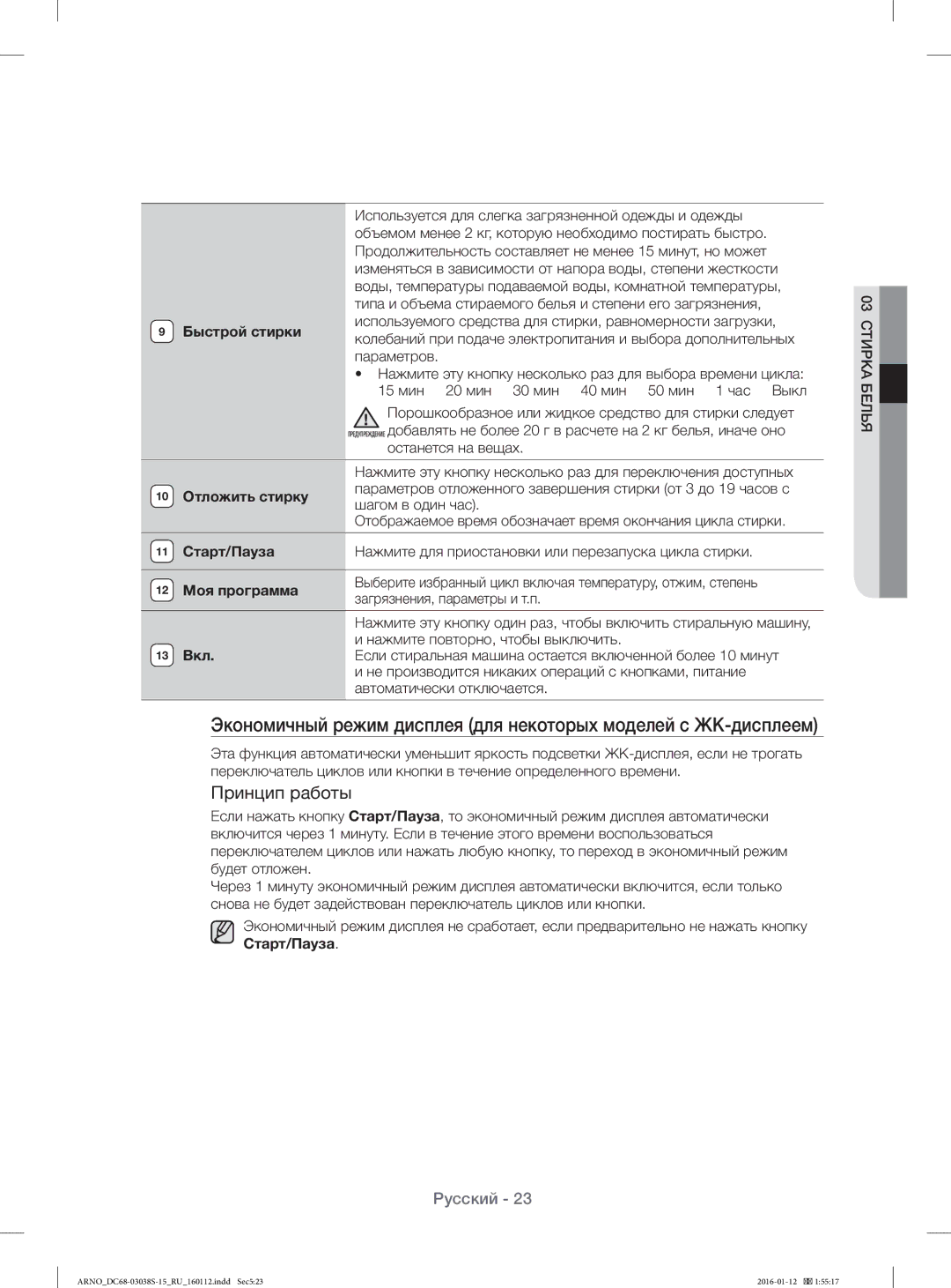 Samsung WF-M124ZAU/YLP, WF1124ZAC/YLP manual Принцип работы 