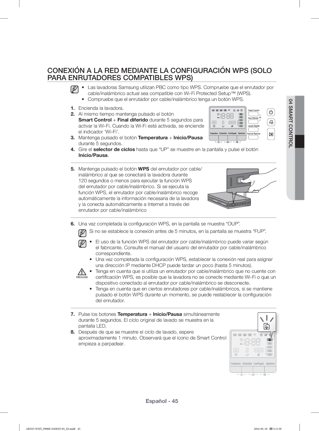 Samsung WF12F9E6P4W/EC manual Español 