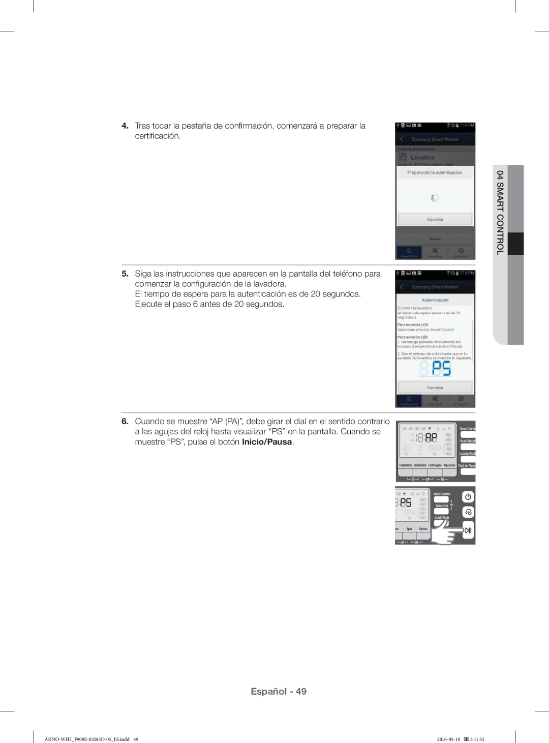 Samsung WF12F9E6P4W/EC manual Español 