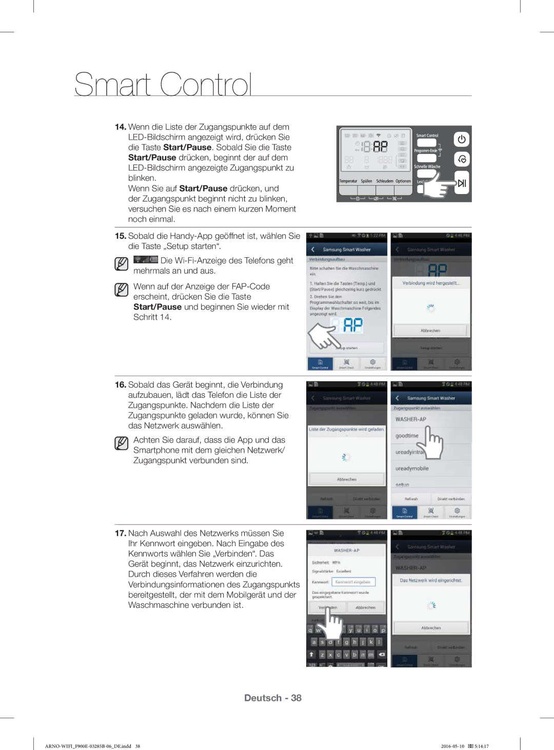 Samsung WF12F9E6P4W/EG, WF12F9E6P4W/ET manual Smart Control 