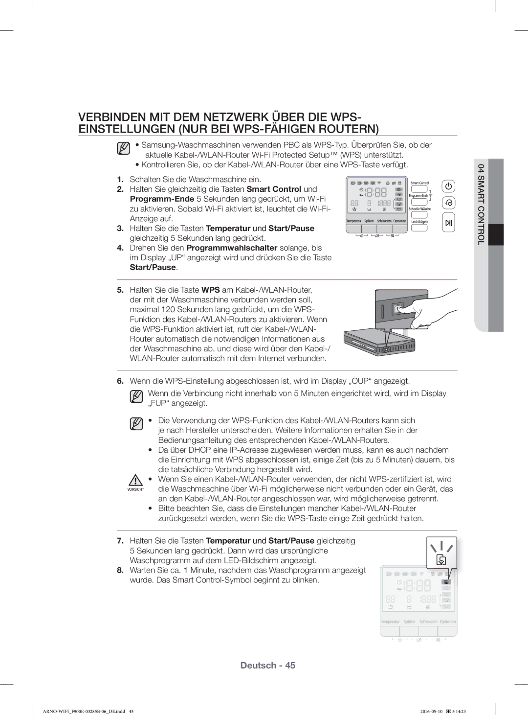 Samsung WF12F9E6P4W/ET, WF12F9E6P4W/EG manual Die tatsächliche Verbindung hergestellt wird 