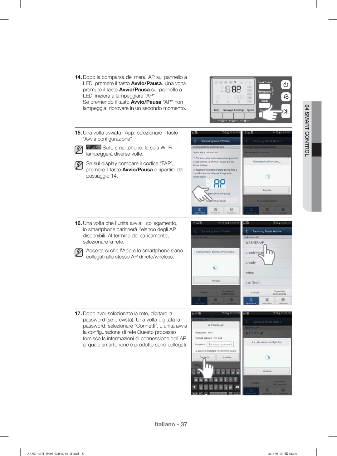 Samsung WF12F9E6P4W/ET manual Italiano 