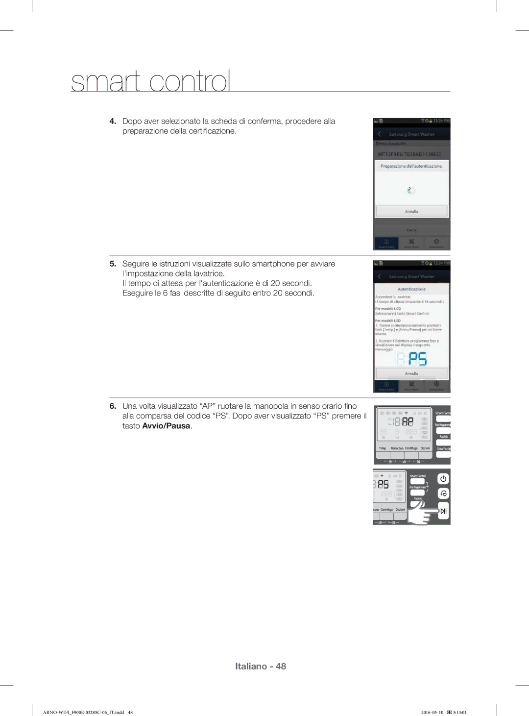 Samsung WF12F9E6P4W/ET manual Smart control 