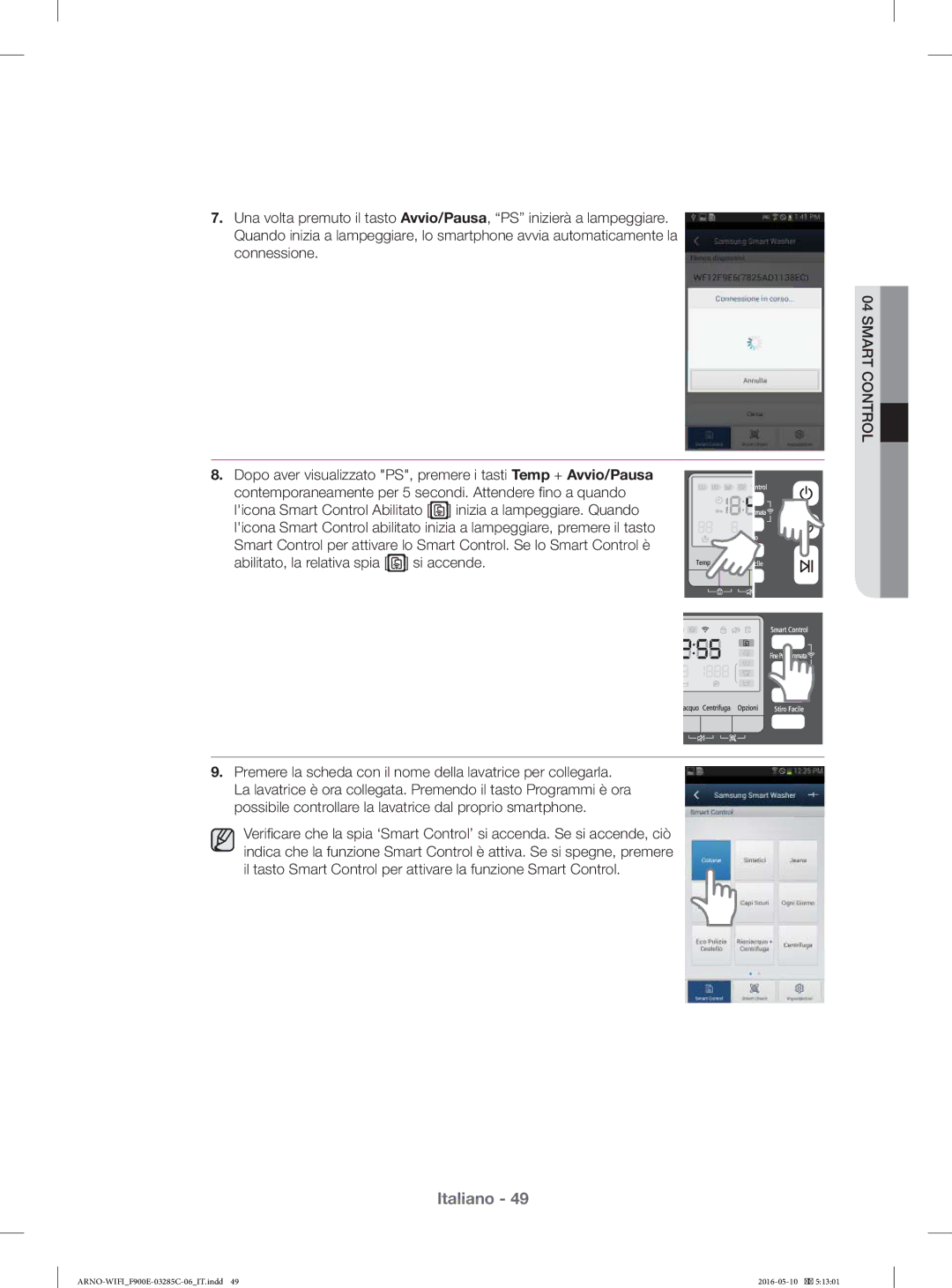 Samsung WF12F9E6P4W/ET manual Italiano 