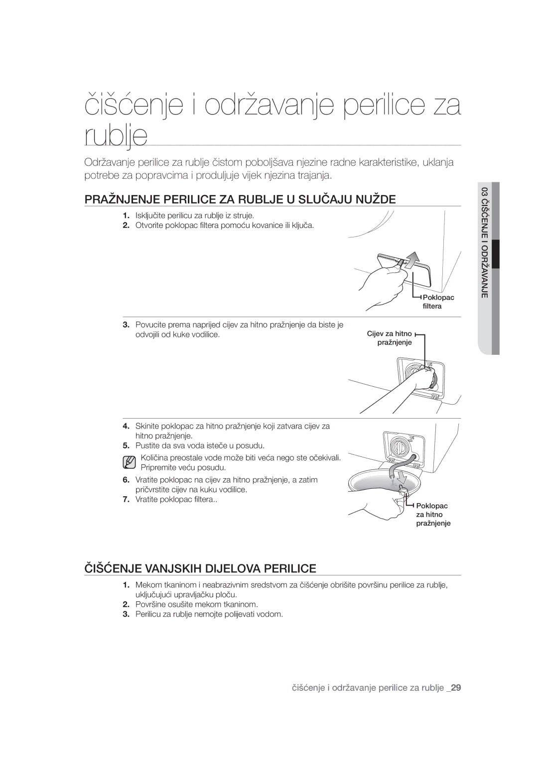 Samsung AQV09YWAX, WF1602W5C/YLE manual Čišćenje i održavanje perilice za rublje, 35$ĺ1-1-35,/,&=$58%/-86/8Î$-818ĺ 