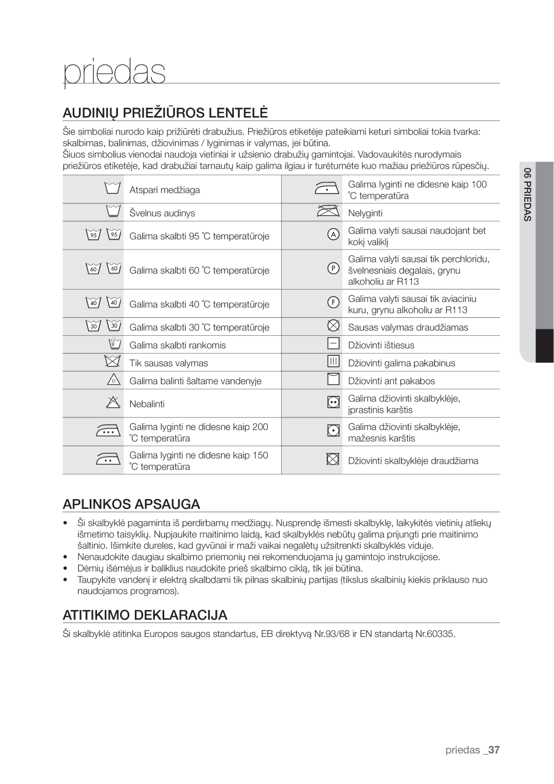 Samsung WF1602WUV/XEO manual Priedas, 13*&Ç*ĥ304-&/5&-Ą, 04146, 0%&,-3$*+ 