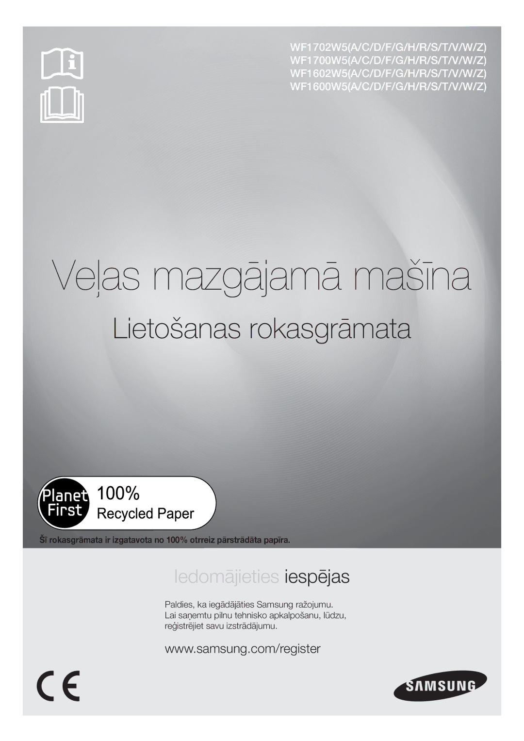 Samsung WF1602WUV/XEO manual Veļas mazgājamā mašīna 