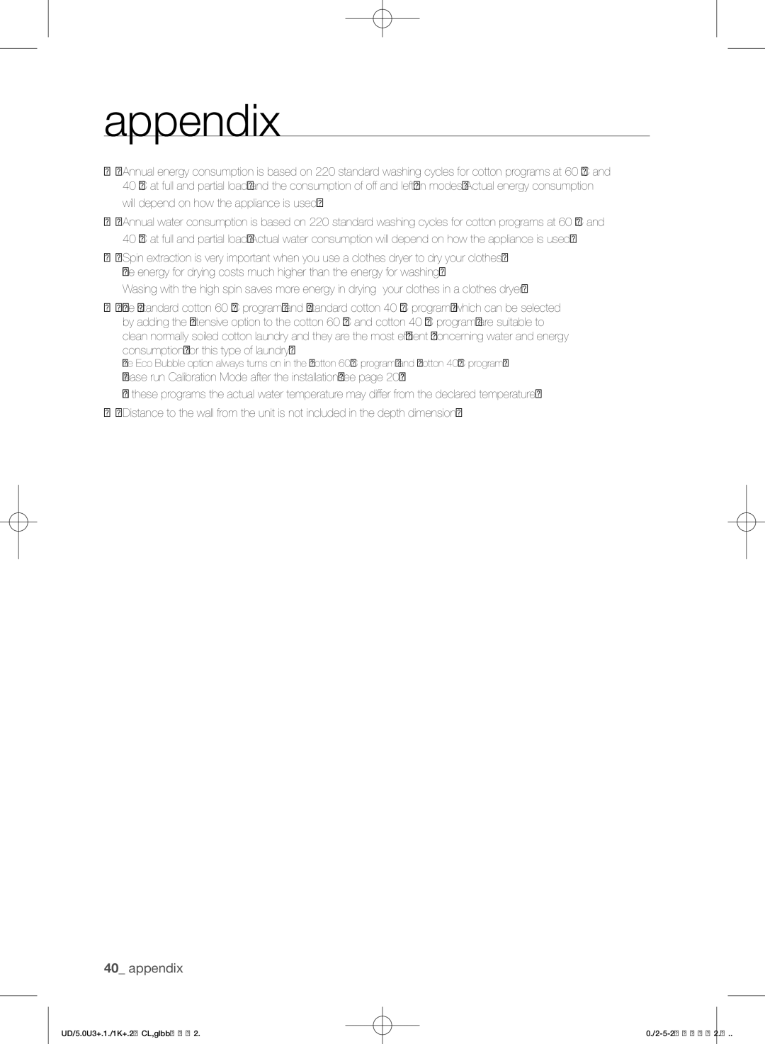 Samsung WF1702W5W/YLO, WF1702W5S/YLO manual Appendix 