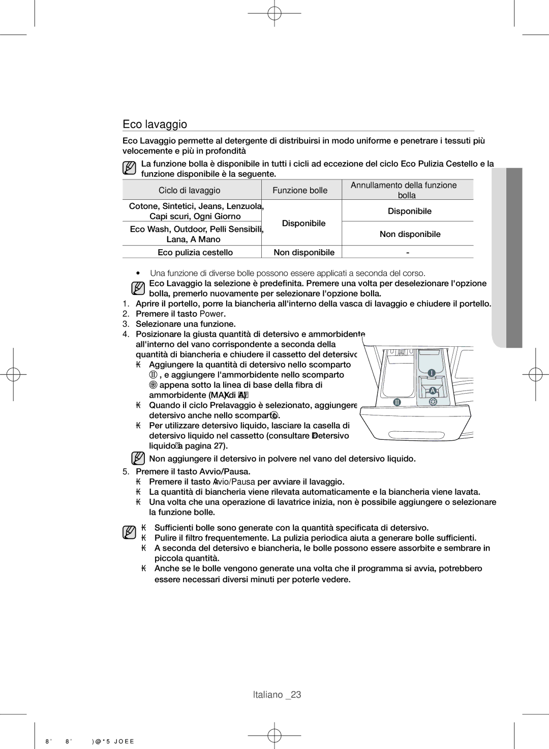 Samsung WF1702WFWS/XET manual Eco lavaggio 