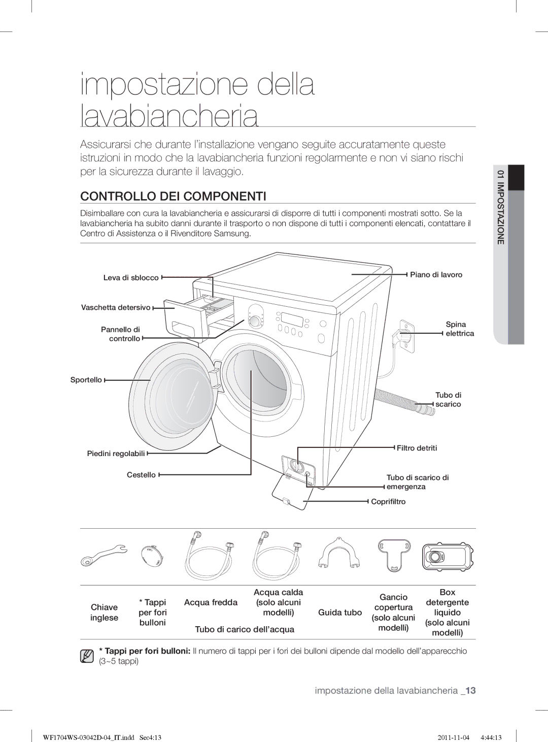 Samsung WF1702WSV2/XET manual Controllo DEI Componenti 