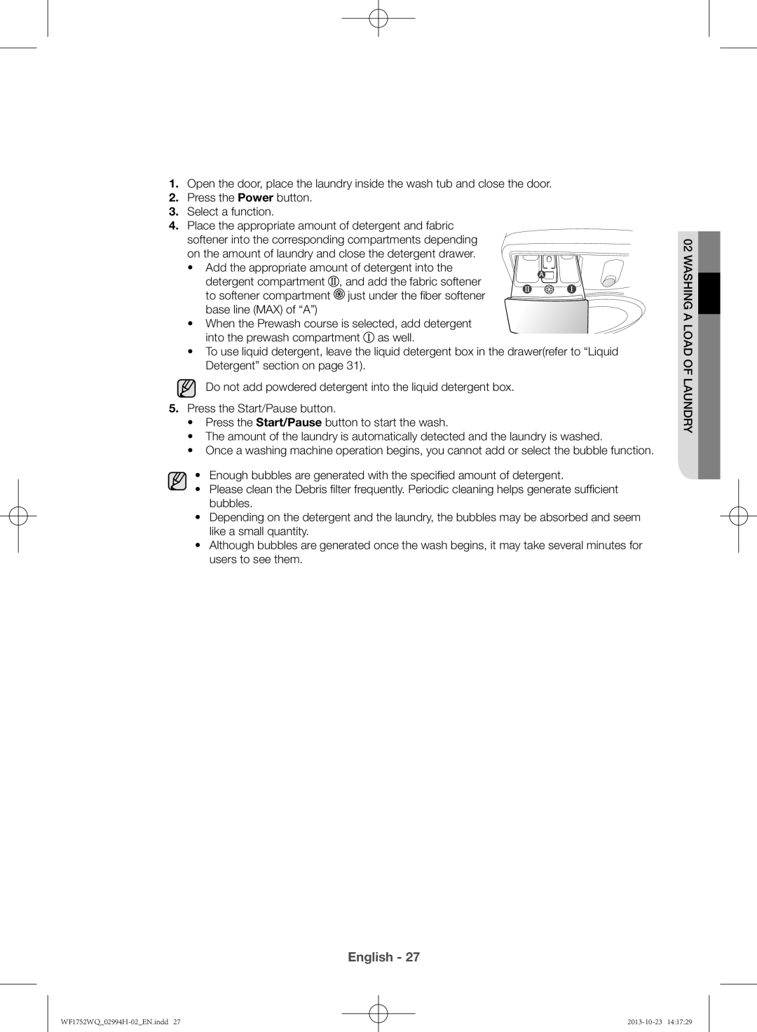 Samsung WF1752WQU9/XSV manual English 