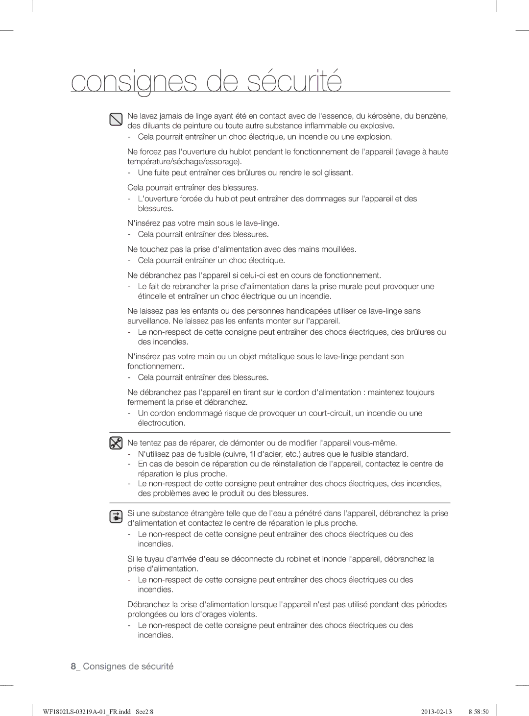 Samsung WF1802LSW2/XEF manual WF1802LS-03219A-01FR.indd Sec28 2013-02-13 