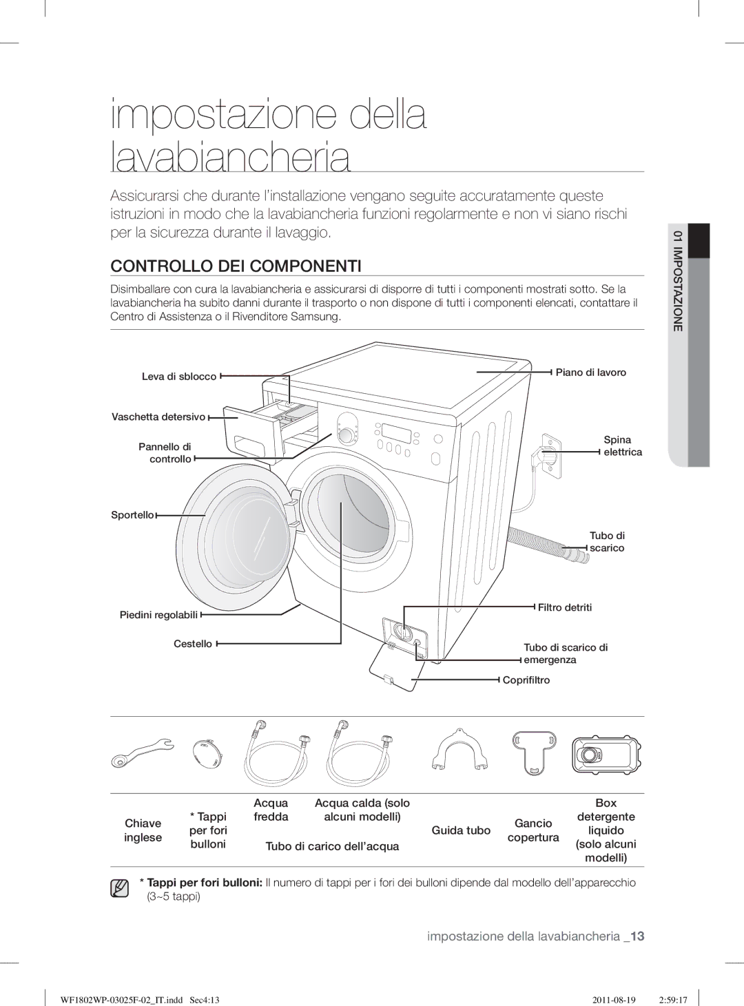 Samsung WF1802WPC2/XET, WF1802LSW2/XET manual Controllo DEI Componenti 