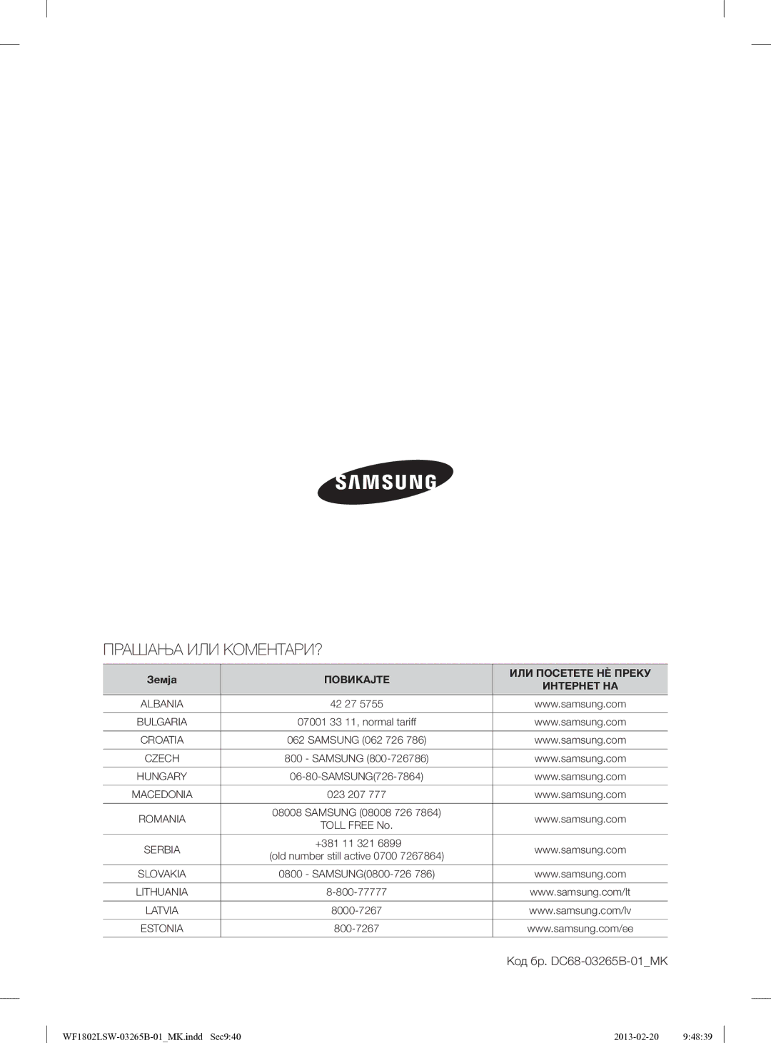 Samsung WF1802LSW2/YLE manual Прашања ИЛИ КОМЕНТАРИ? 