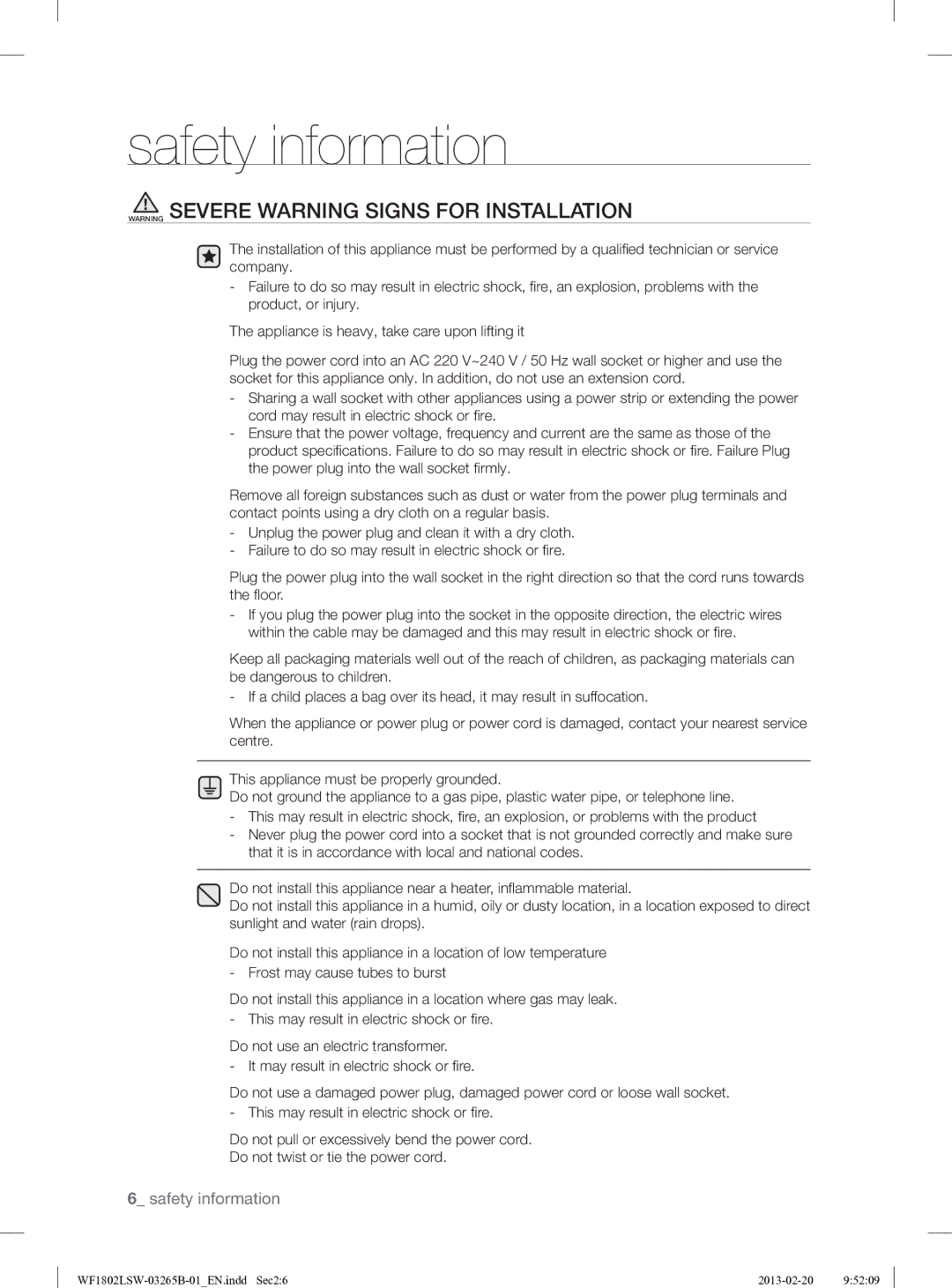 Samsung WF1802LSW2/YLE manual WF1802LSW-03265B-01EN.indd Sec26 2013-02-20 