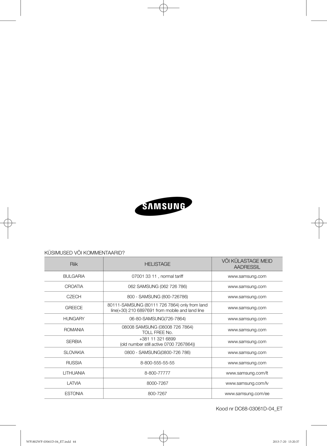 Samsung WF1802WFVS/YLE manual Küsimused VÕI KOMMENTAARID?, Riik, Helistage VÕI Külastage Meid 