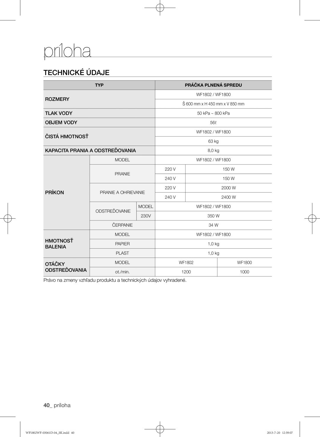 Samsung WF1802WFVS/YLE manual 40 príloha 