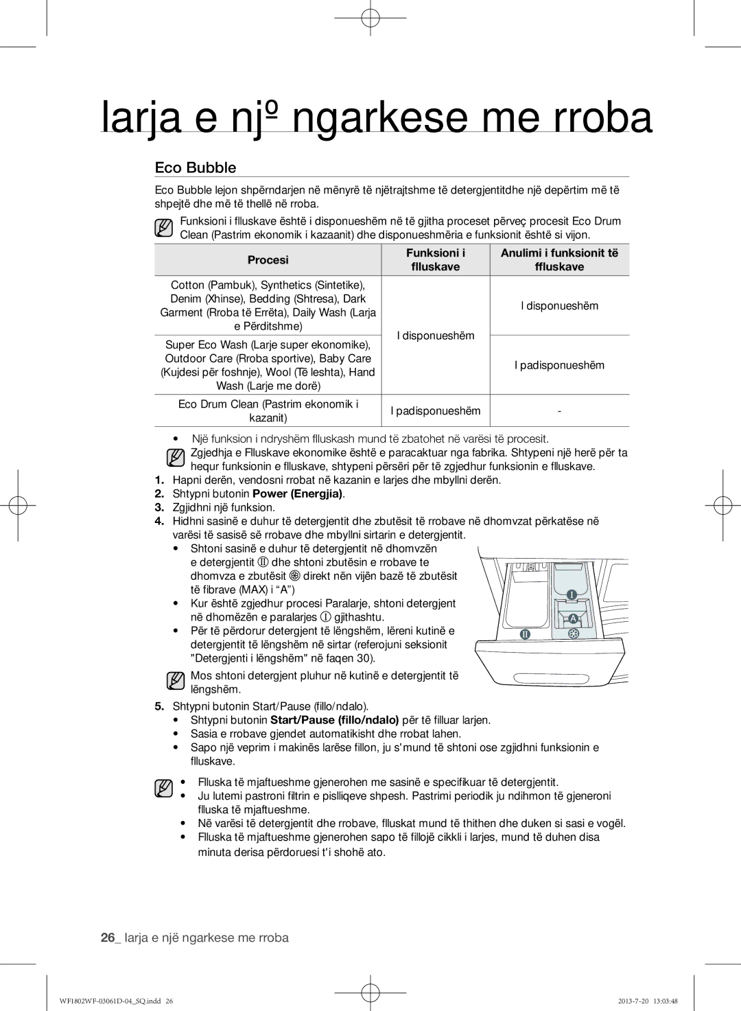 Samsung WF1802WFVS/YLE manual Eco Bubble 