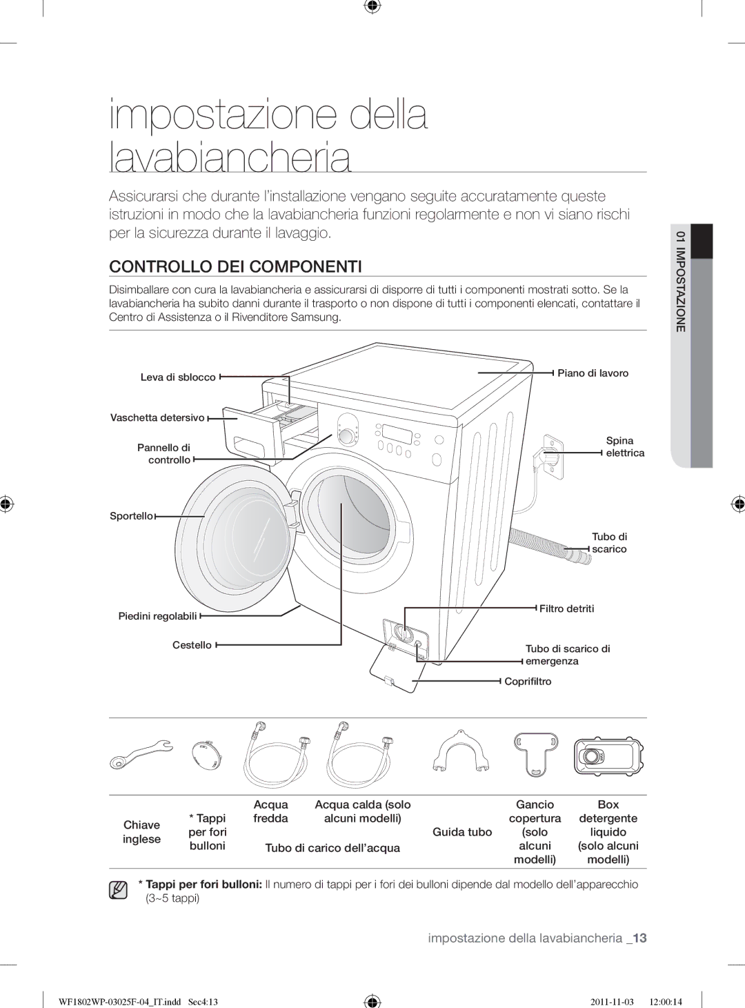 Samsung WF1802WPC2/XET manual Controllo DEI Componenti 