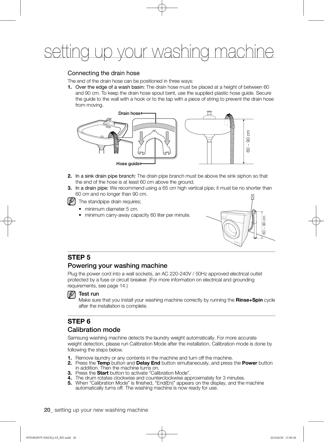 Samsung WF1802WPU/XSG manual Powering your washing machine, Calibration mode 