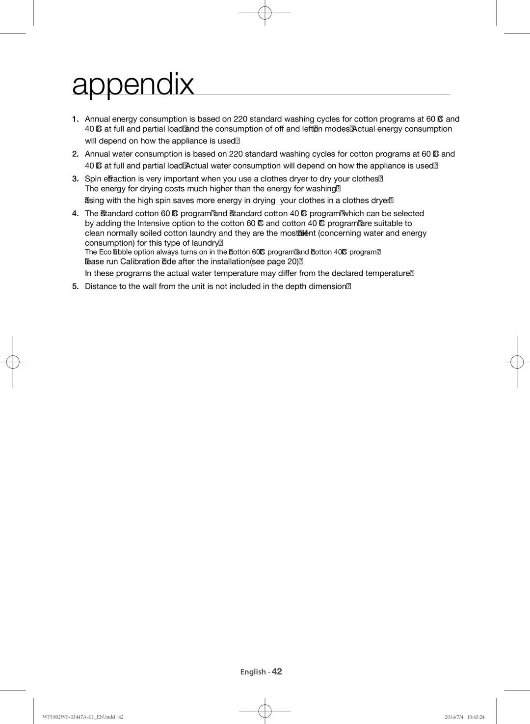 Samsung WF1802WSW/LA manual Appendix 