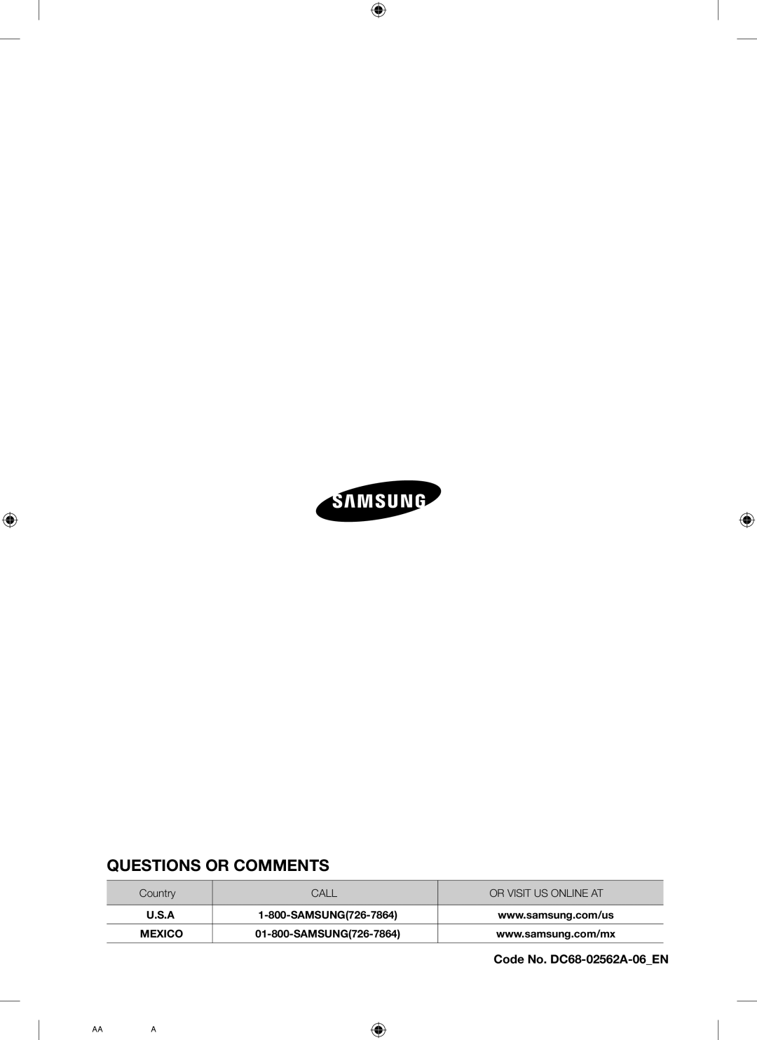 Samsung WF338AAB/XAA manual Questions or COMMENTS? 