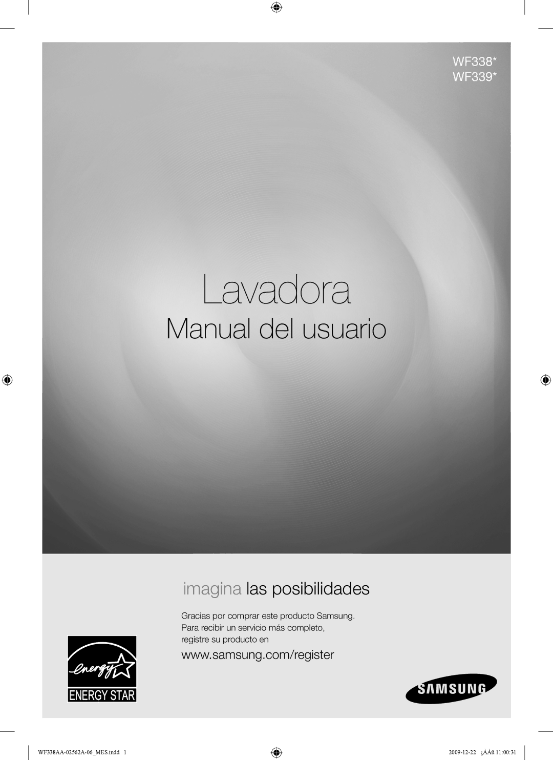 Samsung WF338AAB/XAA manual Lavadora 