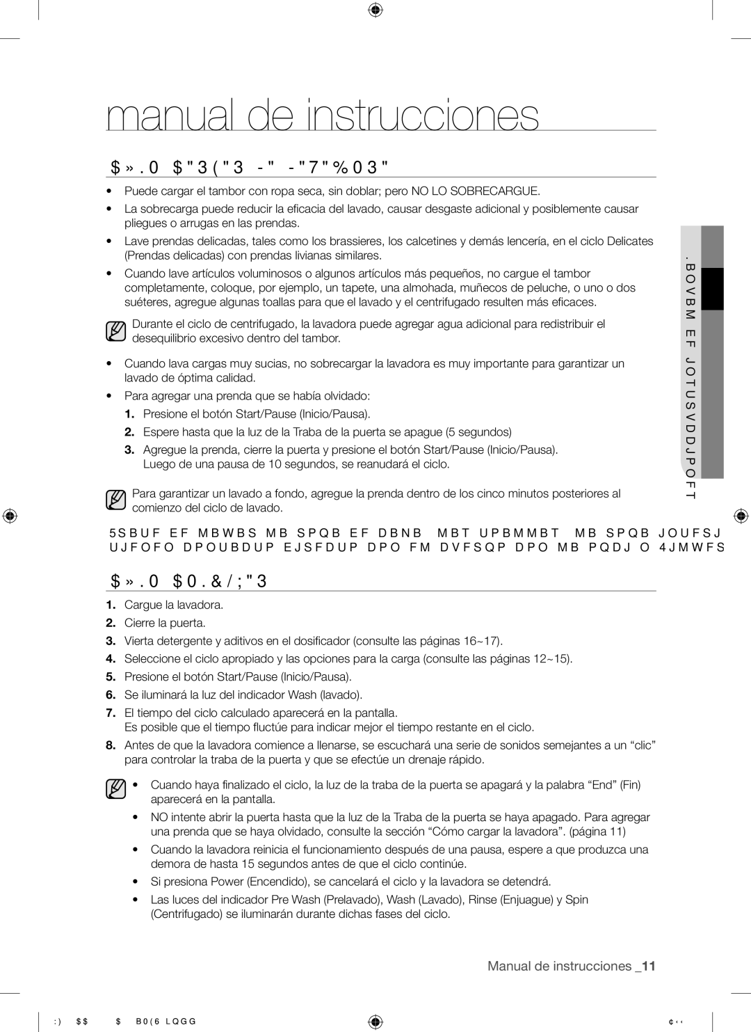 Samsung WF338AAB/XAA manual Manual de instrucciones, Cómo Cargar LA Lavadora, Cómo Comenzar 